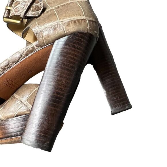 Coach Maze Embossed Croc Peep Toe Platform Heels - Picture 10 of 13